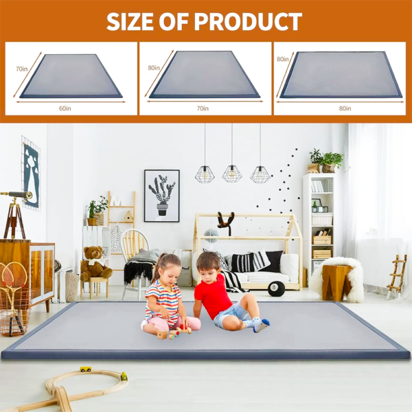 200x200cm Round Tatami Area Rug Gold and Faux Rabbit Fur Memory Foam Tatami Play Mat with Non Slip Bottom - Image 3