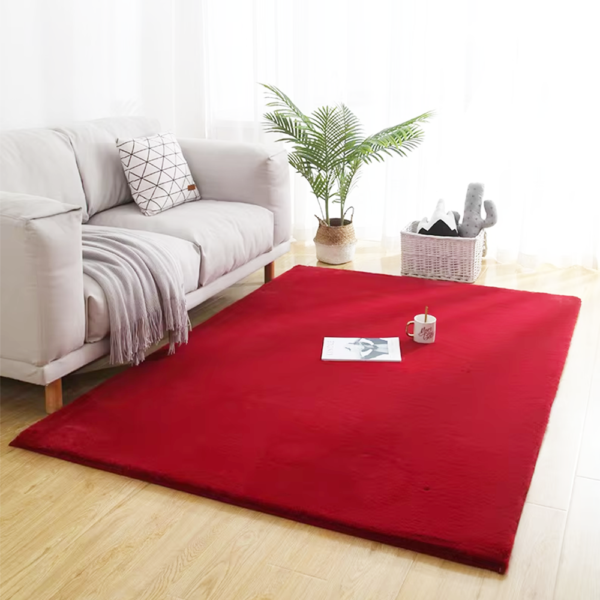 Faux Rabbit Fur China Manufacturer Factory Customized Wear Resistant Area Rug Durable Rabbit Fur Carpet Study Room Carpet for Living Room - Image 7