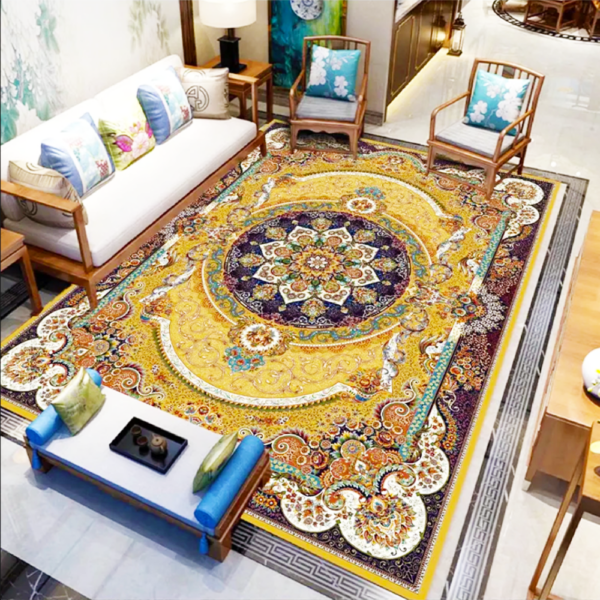 Living Room Floor Carpet European Style Persian Vintage Soft Crystal Pile Non-Slip Wear Resistant Coffee Table Bedroom Meeting Room Ballroom Carpet