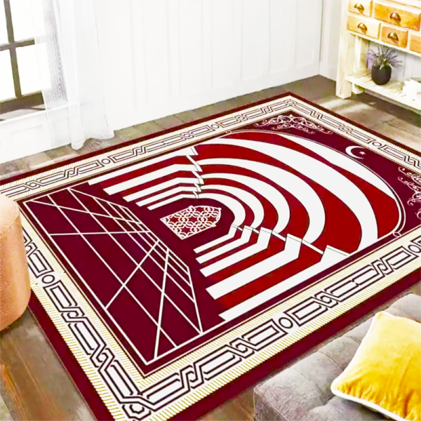 Muslim Padded Prayer Rugs Gift Set Portable Pocket Interactive Pattern Prayer Mat 3D Printed Prayer Mats Foldable Worship - Image 3